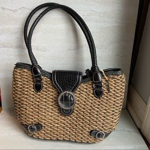 Brighton woven purse handbag brown black